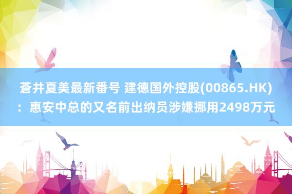 蒼井夏美最新番号 建德国外控股(00865.HK)：惠安中总的又名前出纳员涉嫌挪用2498万元